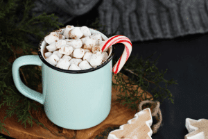 glass of peppermint hot chocolate