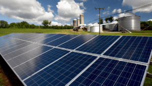 solar panels on a dairy farm