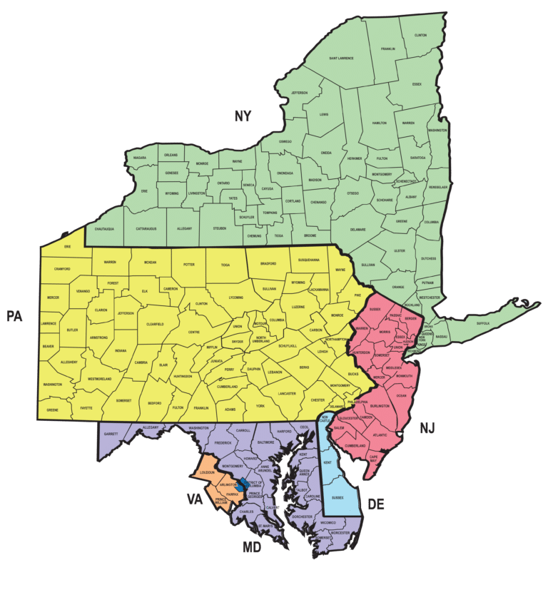 Map showing the states where American Dairy Northeast operates