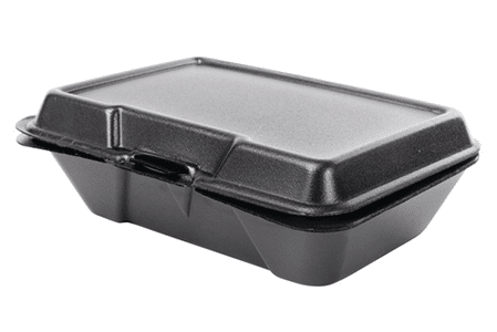 Genpak-Black-Foam-Hinged-1-Compartment-Carryout-Container Black foam food container