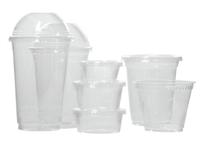 Various disposable plastic containers