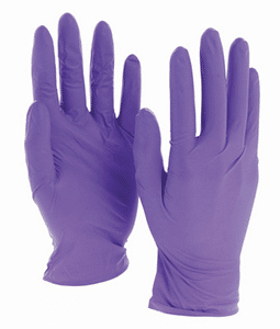 Purple disposable gloves