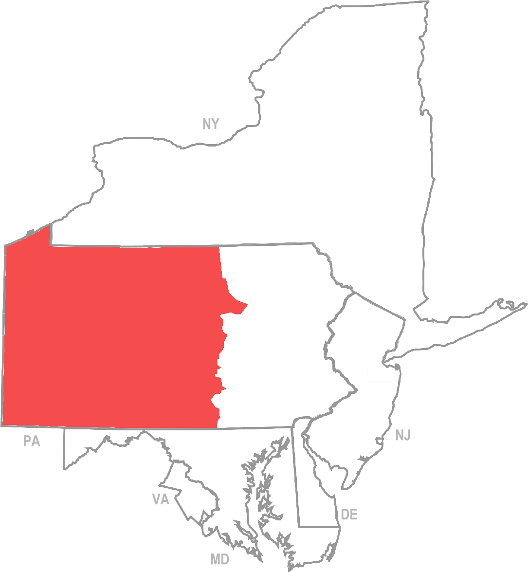 Northwestern New York highlighted on a map